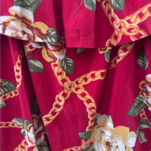 Caren Sport Red Floral Chain Design Ruffled Bodysuit Size 3X - Picture 2 of 12